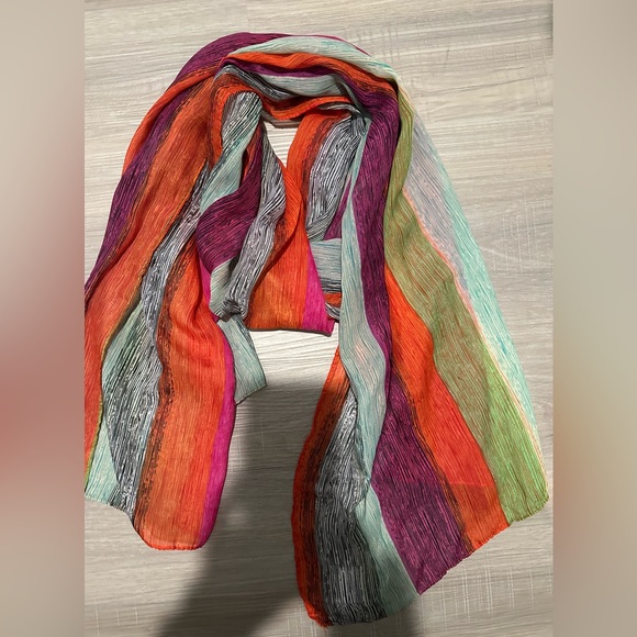 Accessories - Colorful Striped Women's Scarf.  BL/RD14.   124